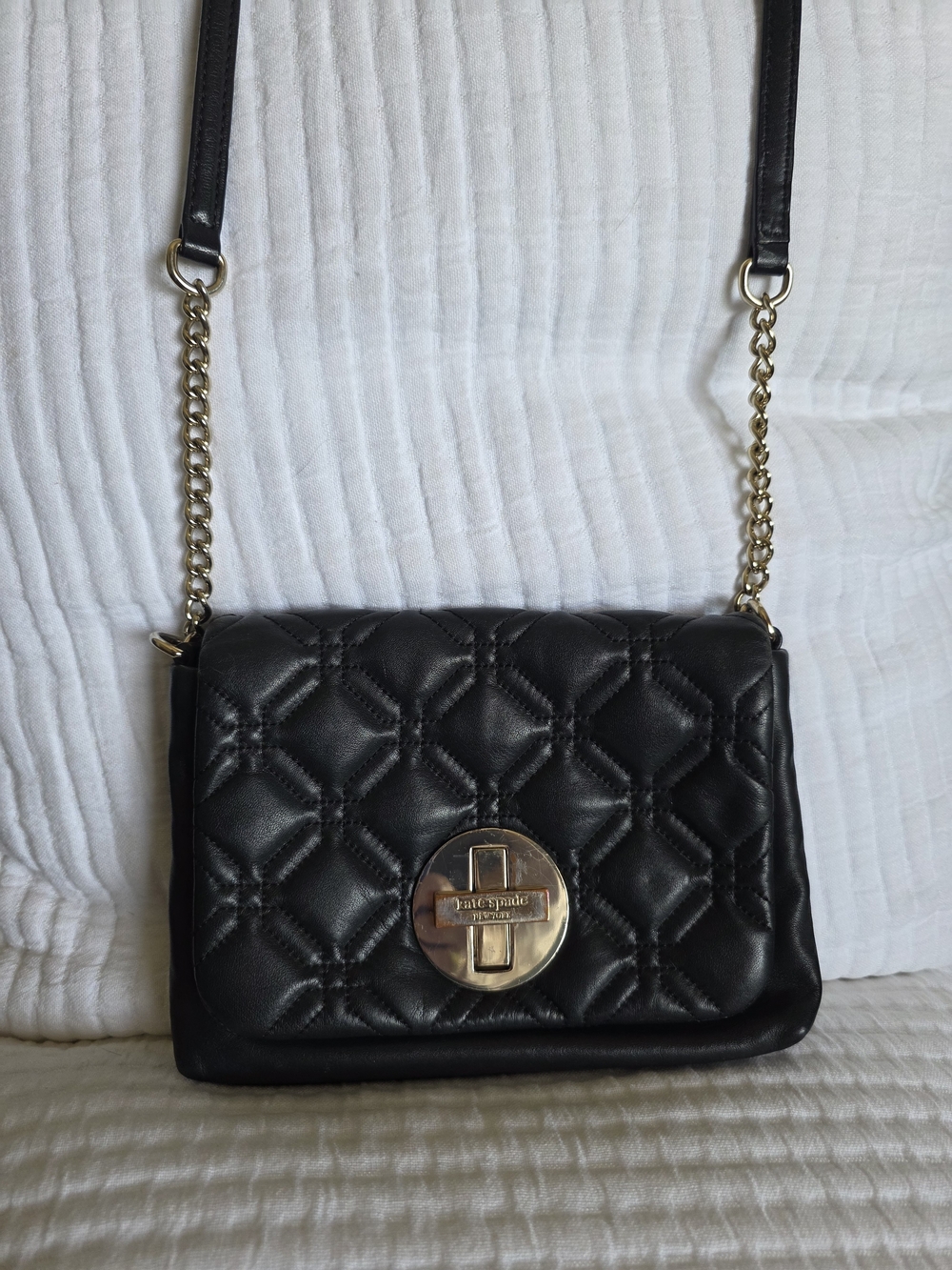 Kate Spade Black Quilted Leather Crossbody Bag